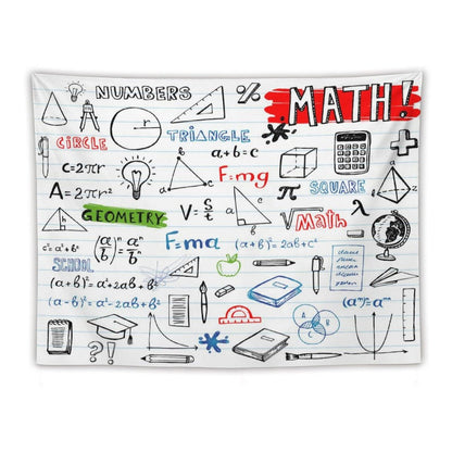 DDCBNS Math Symbols Tapestry,Funny Equations Geometry Function Print Educational Tapestry Wall Hanging Home Décor for Study Classroom Bedroom Living Room Office 80" x 60"
