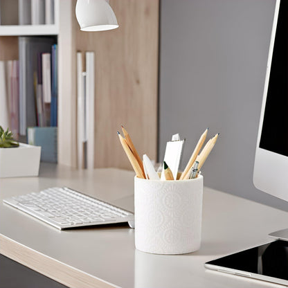 XingXingShunShun Pen Holder,Nordic Style Ceramic Waterproof Pencil Holder for Desk Simple&Modern Minimalist Makeup Organizer Multifunctional Office Supplies for Home,Kids and Schoo,White