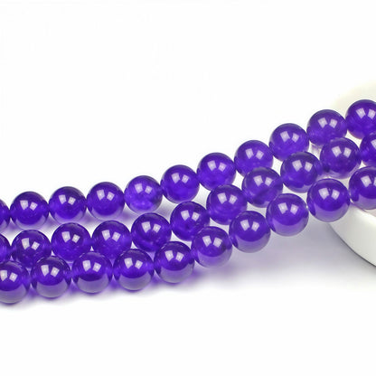 MJDCB Natural Stone Beads Purple Jade Round Loose Beads for Jewelry Making DIY Bracelet Necklace (12mm)