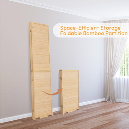 Bamboo Room Divider Folding Privacy Screens, Wall Divider for Room Separation, Portable Room Partitions and Dividers, 5.6FT Bamboo Room Divider Panel (Beige, 4 Panel-67”)