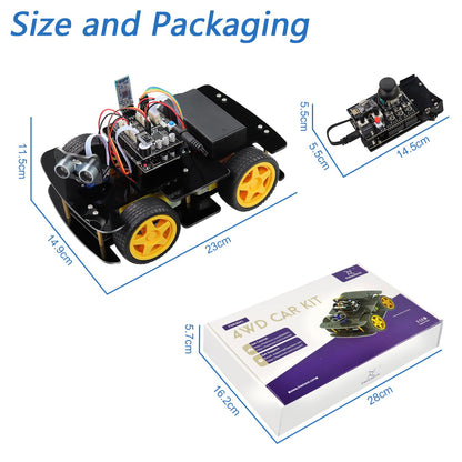 Freenove 4WD Car Kit with Remote (Compatible with Arduino IDE), Line Tracking, Obstacle Avoidance, Wireless Control App, Ultrasonic Sensor Motor Servo