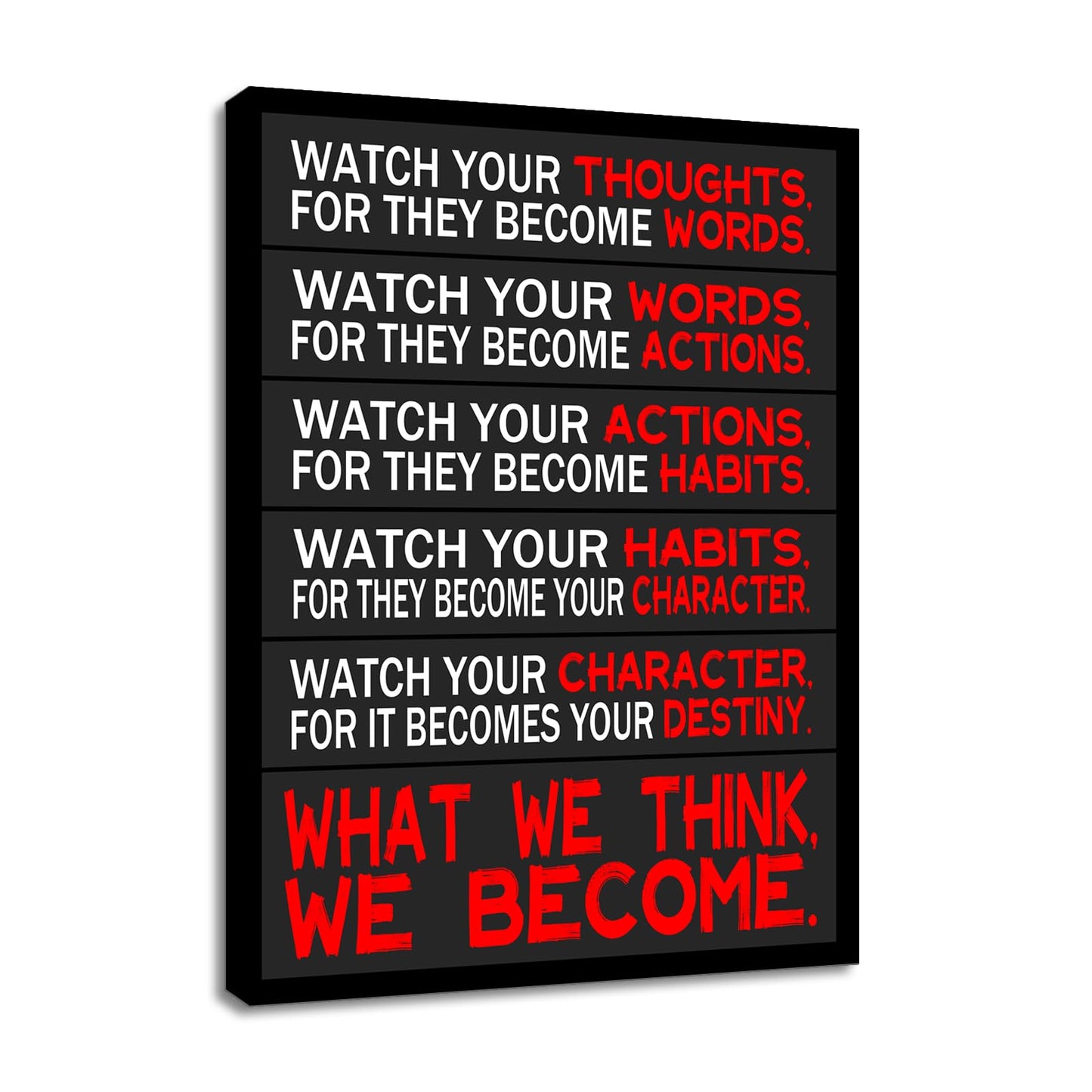 Motivational Canvas Wall Art Watch Your Thoughts Inspirational Poster Print Positive Quotes Pictures Painting Artwork for Home Office Bedroom Living Room Wall Decor Ready to Hang [18''Wx24''H]