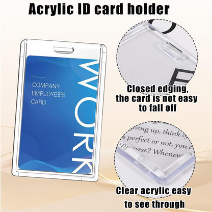 15 Pack Slide Badge Holder with Window, Dual-Sided Clear ID Badge Holders Set - ABS & Acrylic Material, 5 Color Mix for Credit Cards, Access Cards, Employee Badges