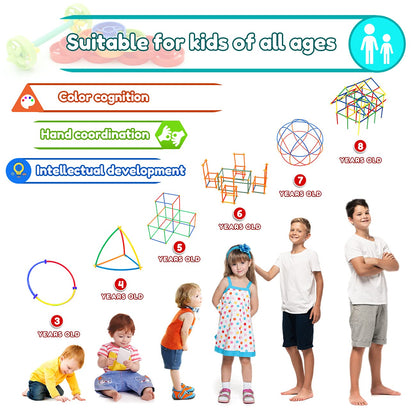 Ggiibro Straw Constructor Toys 600Pcs STEM Building Toy Interlocking Plastic Engineering Thin Tube Blocks Educational Kit for 3 4 5 6 7years Kids Boys and Girls Gift Preschool Toy with Storage Box