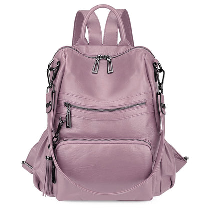 Uromee Travel Backpack Purse for Women Vegan Leather Ladies Fashion Tassel Shoulder Bag Convertible Black A