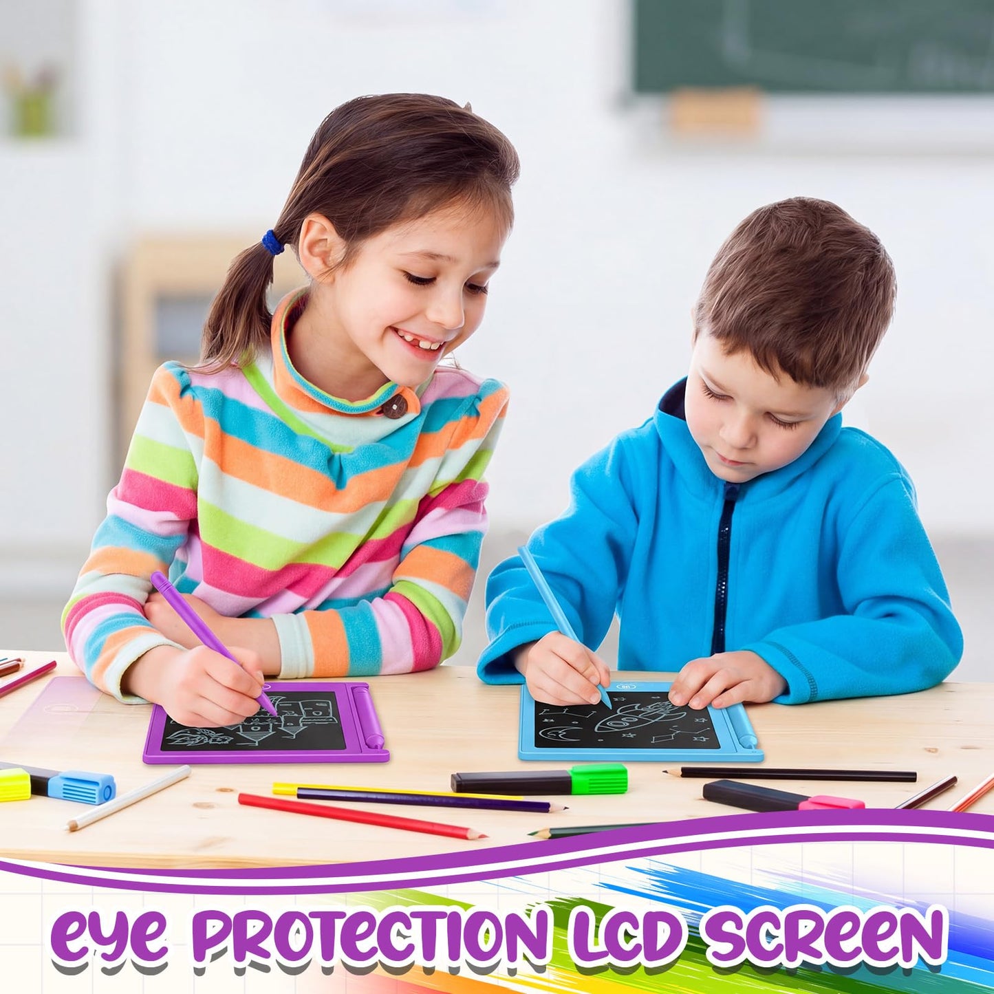 Zhehao 24 Pack LCD Mini Writing Tablet for Kids 4.5 Inch Doodle Board Bulk Erasable Reusable Electronic Drawing Pad Birthday Party Favors Goodie Bag Classroom Gifts (Rainbow Colors)