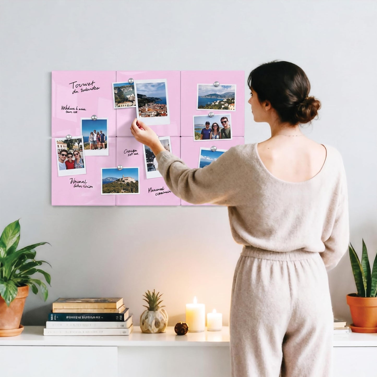 Comix Magnetic Board, 6 Pack Magnetic Whiteboard for wall, 11.8 x 11.8 Inches Dry Erase Board for Kids, Students, White Board Dry Erase Set for Fridge, Office and Home, Pink
