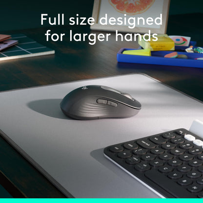 Logitech Wireless Mouse Signature M650 L Full Size - Large Hands, 2-Year Battery, Silent Clicks, Customizable Buttons, Bluetooth, PC/Mac/Chromebook - Black, Right-Handed, Large