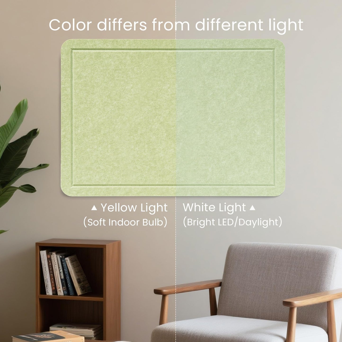 Lightomorrow Bulletin Board, 24 x 18 Inches Cork Board Alternative Decorative Felt Pin Board with Safe Removable Adhesives & 26 Push Pins for Home Office Classroom Walls-Avocado Green