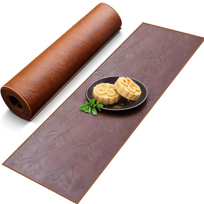 Double-Sided Faux Leather Table Runner, Brown & Coffee Reversible, Waterproof Heat Resistant Non-Slip Wipeable Oil-Proof Tablecloth, for Dining/Coffee/TV Stand/Dresser 13x72 inch