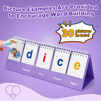 Aizweb Magic E Word Games,Phonics Games Flash Card for Preschool Kindergarten Classroom Must Haves,Spelling Reading Learning Games,Speech Therapy Montessori Educational Toy for Kid 3 4 5 Year Old