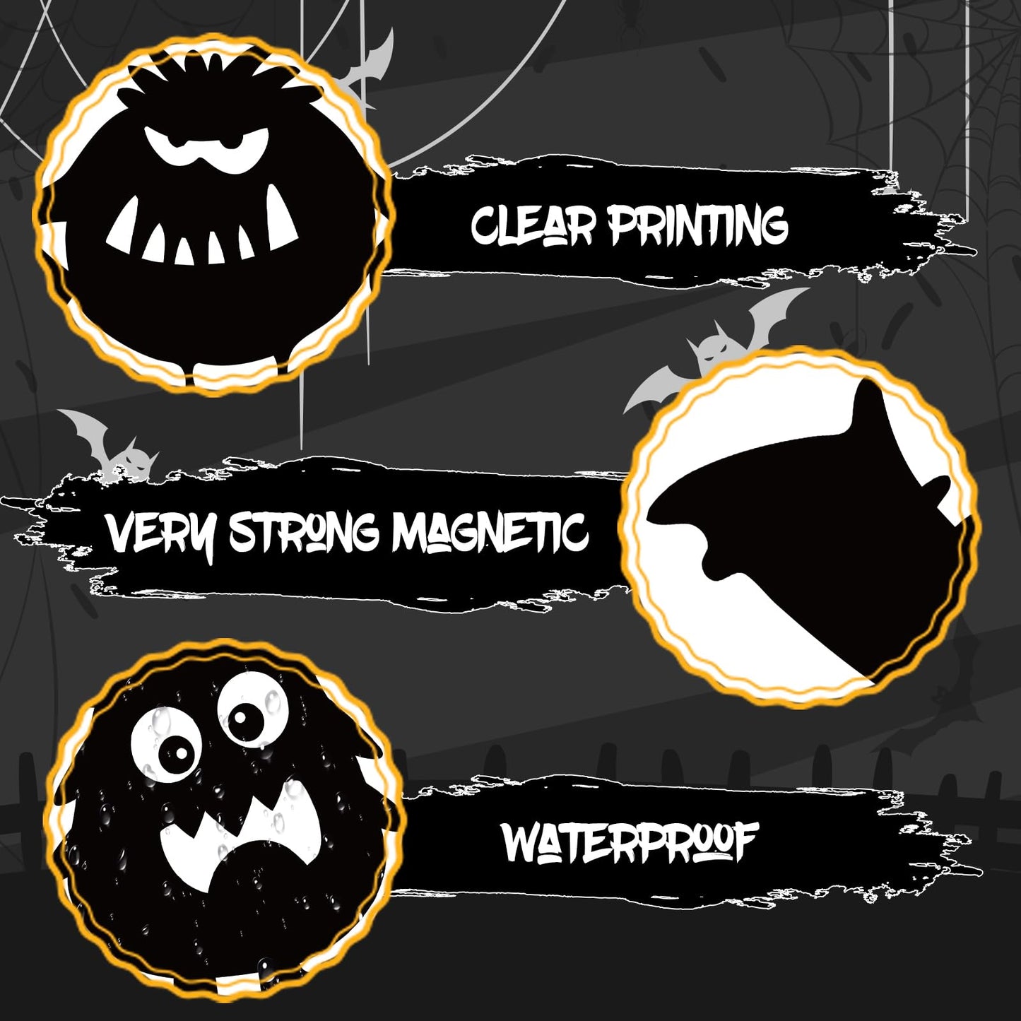 JarThenaAMCS 12 Pcs Halloween Garage Magnets Decoration Spooky Monster Garage Door Decals Magnetic Refrigerator Stickers for Halloween Party Home Car