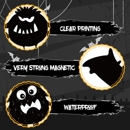 JarThenaAMCS 12 Pcs Halloween Garage Magnets Decoration Spooky Monster Garage Door Decals Magnetic Refrigerator Stickers for Halloween Party Home Car