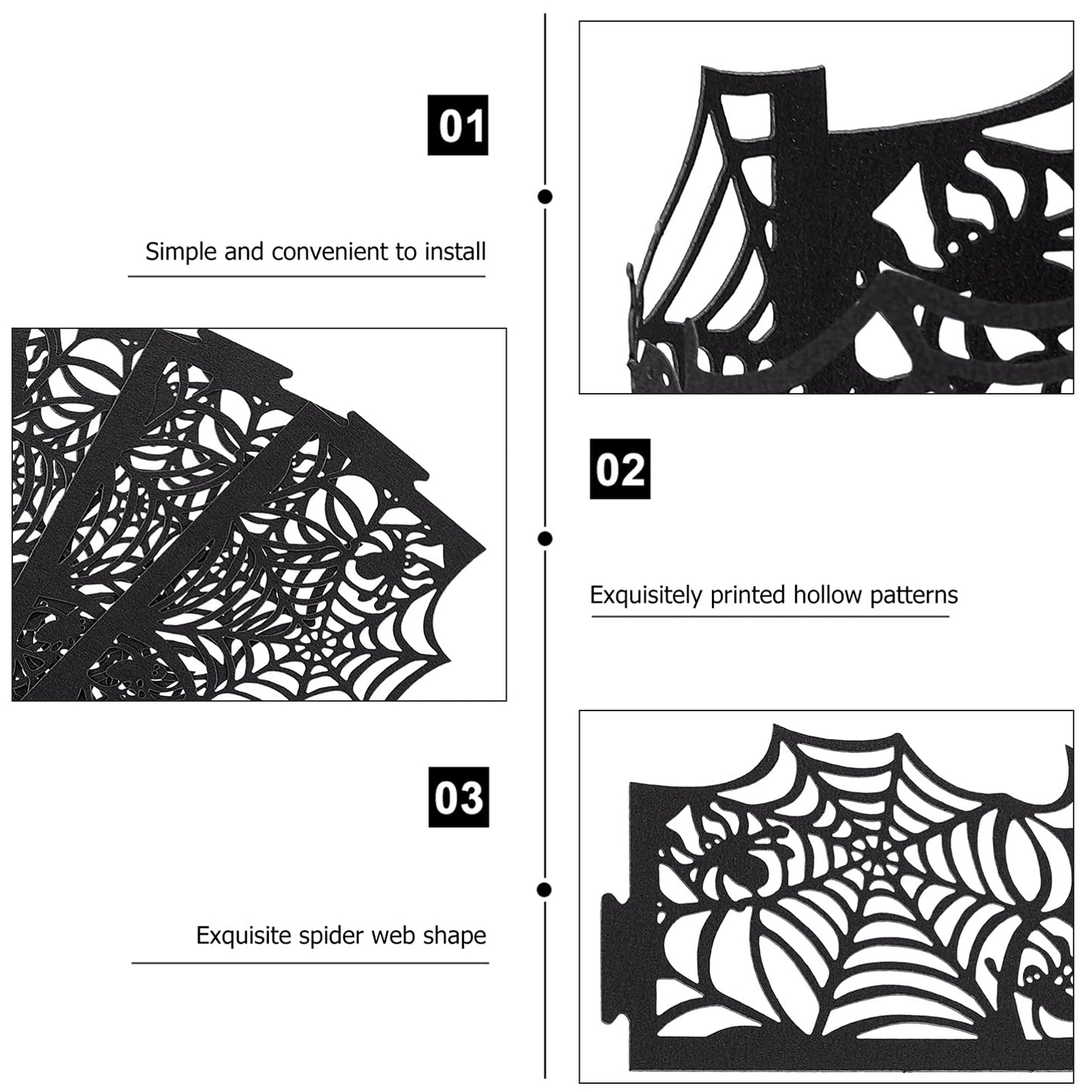 50Pcs Candle Wraps Halloween Tea Light Votive Cut Decorative Wraps Spiderweb Paper Candle Holder for LED Battery Tealight Candles Halloween Party Decorations