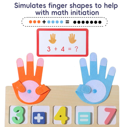 BESTAMTOY Montessori Math Board Toy - Double-Sided Finger Counting & Number Tracing Board Number Blocks, Wooden Math Manipulatives for Kids Ages 3-6, Preschool Classroom Homeschool Educational Games