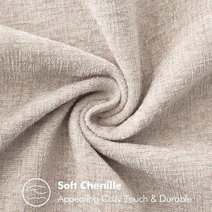 MIULEE Pack of 2 Couch Throw Pillow Covers 18x18 Inch Taupe Farmhouse Decorative Pillow Covers with Stitched Edge Tan Soft Chenille Solid Dyed Pillow Covers for Sofa Bed Living Room