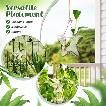 Housoutil Hanging Glass Vase Hydroponic Glass Terrarium Marine-Inspired Shape for Indoor Plants Home Décor
