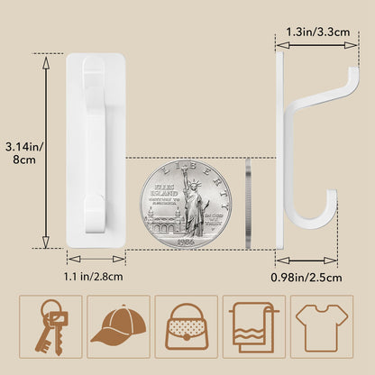 pickpiff 12 Pack Wall Hooks for Coat and Towel: 13LB Strong Adhesive Door Hanger Stick on, White