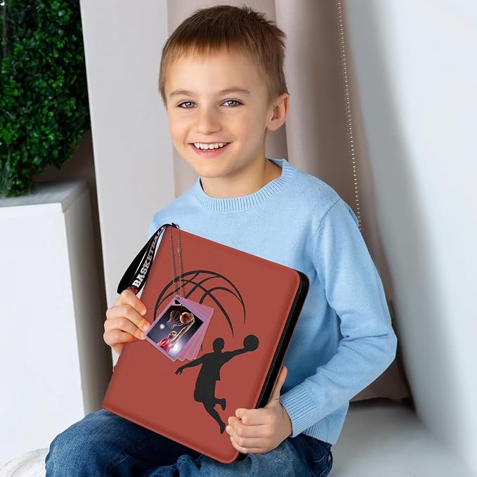 Basketball Card Binder 440 Pocket, Sports Card Binder with Card Display Design, Premium Card Ablums with Sports Pattern Wristband Fit for Basketball Cards 2026