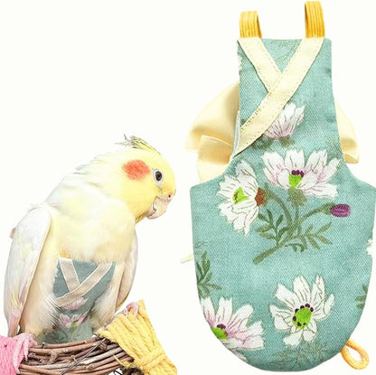 Bird Flight Suits Diapers, Parrot Flight Suits Diapers for Quaker Parakeets Cockatiels Conures Macaw African Grey, Bird Diaper, Parrot Clothes (Green A,Sulphur-Crested Cockatoo)
