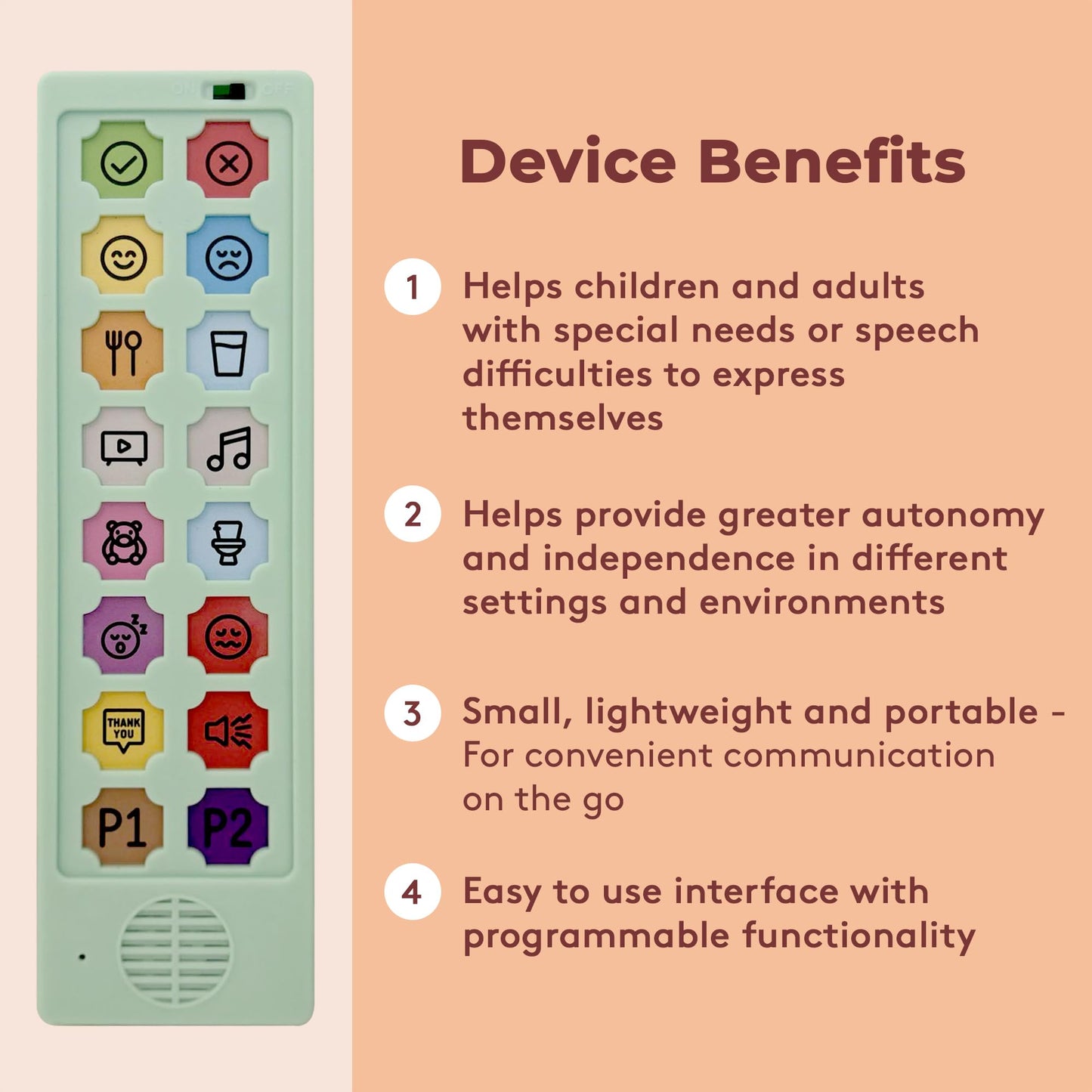 AAC Communication Device Autism Speech Therapy Tools. Non Verbal Communication Devices for Kids & Adults. Programmable Autism Aide. Alternative to PECS Cards. Nonverbal Special Needs Must Haves