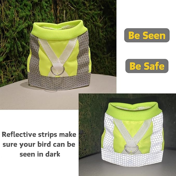 Bird Harness and Leash - Adjustable Parrot Training Flight Harness Vest with Reflective Strip Nylon Training Rope for Medium Large Bird Parrot Cockatiel Monk Parakeet Sun Conure (M)