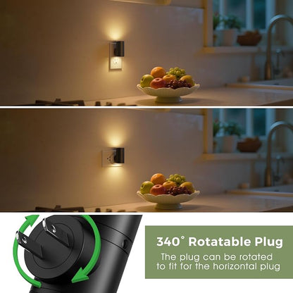L LOHAS LED Night Light, Mini Night Lights Plug into Wall, Light Sensor, 2 Level Brightness, Soft White 3000K, Rotating Nightlight Plug in Wall for Adult Kids Hallway Bedroom Bathroom Stairway, 6 Pack
