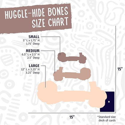 HuggleHounds Huggle-Hide Knotted Bone - Leather Dog Toys for Aggressive Chewers, Interactive for Small or Large Breeds, Tough & Durable - Leather Bone, Small