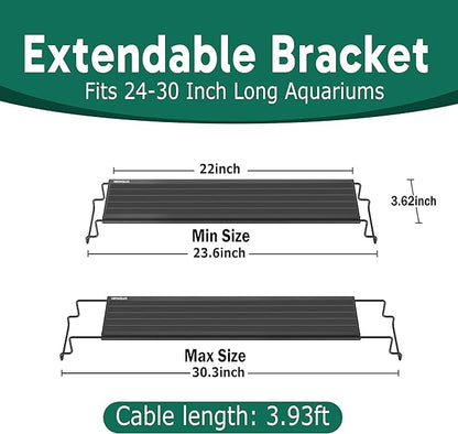 24/7 LED Aquarium Light for 24-30 Inch Plant & Fish Tank IP68, 12-Color & Gradient & Full Spectrum with Sunrise-Daylight-Moonlight, Auto On/Off, Brightness, Extendable Brackets for Freshwater