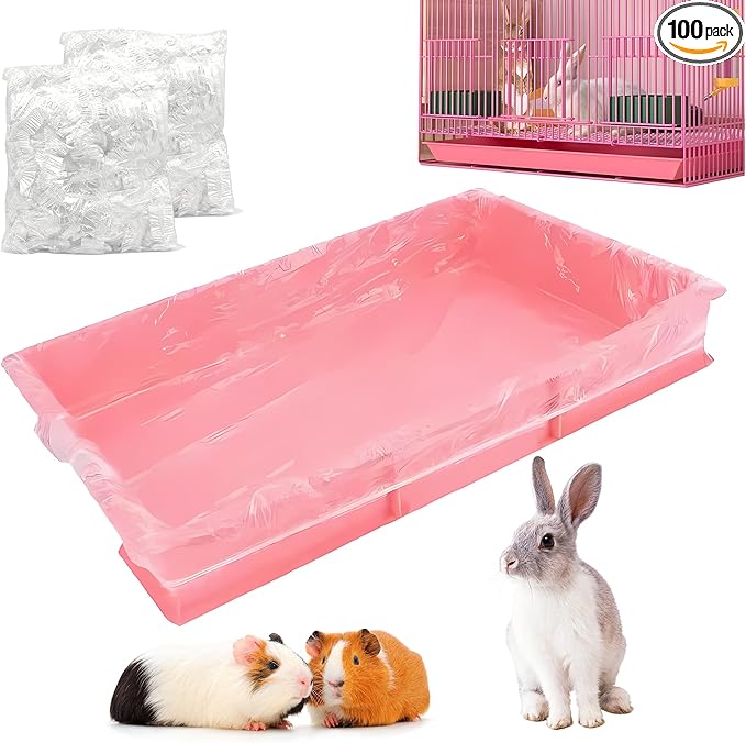 50 Pcs Disposable Cage Liners 19.7'' X 11.8'' - Clear, Plastic Toilet Film for Bunny, Hamster, Totoro, Hedgehog, Guinea Pig & Small Animal Habitats