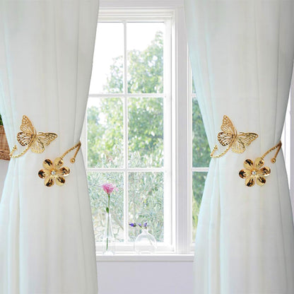 Lagnlnaoy 2pcs Metal Butterfly Curtain Tieback DTY Beautiful Curtains Tie Backs Exquisite Light Luxury Fashion Curtain Binding Strap New Home Housewarming Gifts
