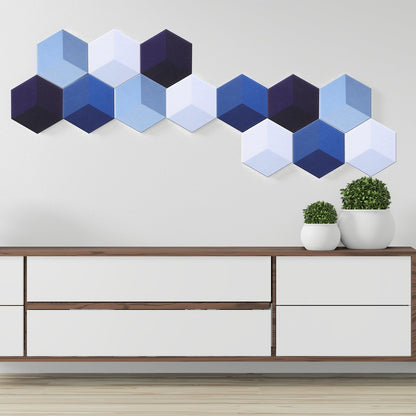 Tegeme Blue 16 Pcs 6.7 x 5.9 Inches Hexagon Felt Cork Board Tiles for Walls Back to School Self Adhesive DIY Hexagon Wall Panels Notice Bulletin Board for Office Home Stickers Photos Display