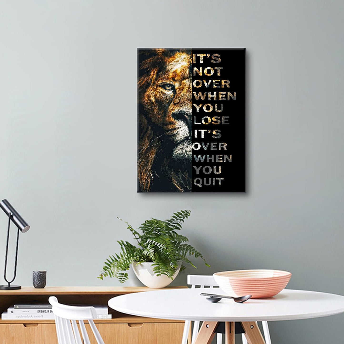 PJQART Motivational Posters Animal Lion Canvas Print Wall Art Inspirational Quote Picture Painting Modern Home Decor Inspiring Artwork for Living Room Bedroom Office Ready to Hang [18''W x 24''H]
