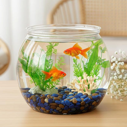InnoHHustle Mini Plastic Fish Bowl 30 oz Decorative Small Fish Tank Unbreakable Aquarium Starter Kit for Centerpiece Vases Party Decorations