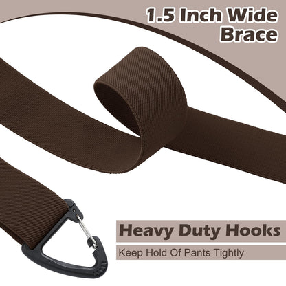 Sintege X Back Hidden Suspender Heavy Duty Work Suspenders 1.5 Inches Hook Suspenders Under Clothing for Men Women(Brown)
