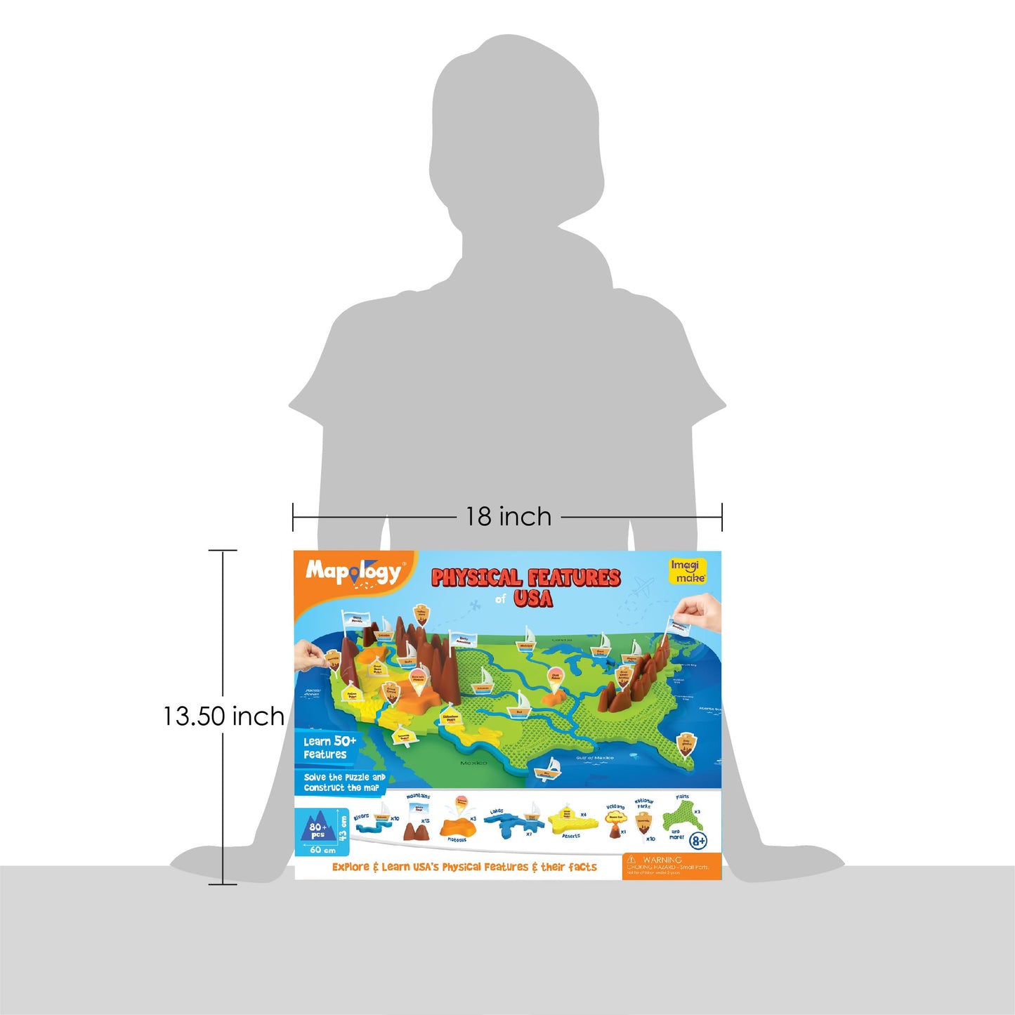 Imagimake Mapology Physical Features USA Puzzle | Mountains, National Parks, Rivers & Lakes 3D Puzzle Toys for Ages 8-13 | Educational Toys | Classroom Must-Haves | Back to School Gifts for Kids 8-12