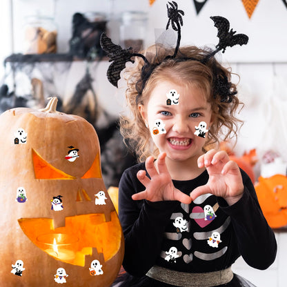 Whaline 160Pcs Halloween Foam Stickers 8 Designs Funny Ghost Self-Adhesive Decals for Home Party DIY Crafts Supplies
