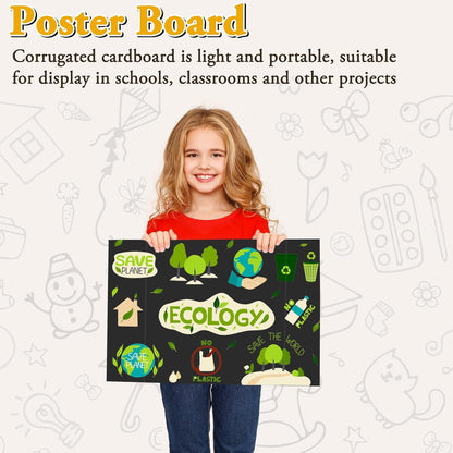 3PCS Small Trifold Poster Board, 21 x 14 Inches Black Corrugated Cardboards Mini Tri Fold Poster Boards for School Projects, Science Fair, Business Presentations, Exhibitions, Event Display