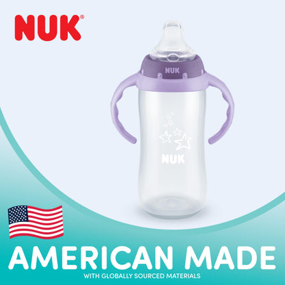 NUK Learner Cup, 8+ Months, Fun Fruits and Animals, Amazon Exclusive Collection, 10 Oz, Pack of 2, BPA-Free, Soft Spout, Spill Proof Sippy Cup
