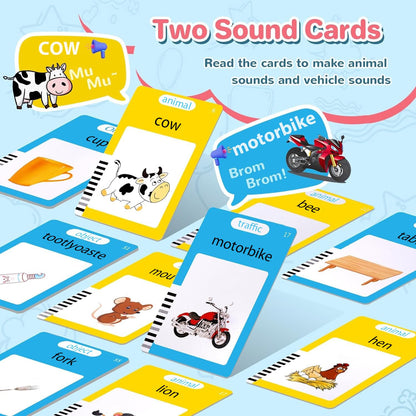 English Talking Flash Cards for Toddlers, 510 Sight Words for Learning Toys, Montessori Toys, Pocket Speech for Therapy Toys, Children's Sensory Preschool Birthday Gift for 1-6 Years Old Boys & Girls