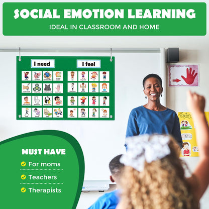 KIKIGOAL Feelings Chart For Preschool Teacher Supplies, Social Emotional Learning Pocket Chart, Autism Visual Behavior Management, Daycare Essentials, Calm Down Corner Classroom Supplies