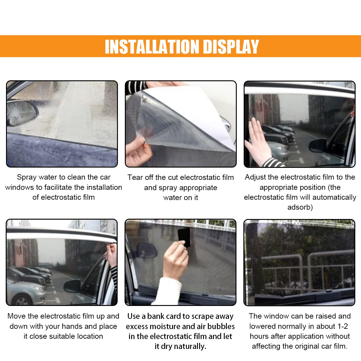 4PCS Car Side Window Sunshade, Block UV Rays Car Privacy Protector, Reuseable Static Cling Film Stickers, Washable Car Window Shade for Baby, Window Tint for Most Vehicles