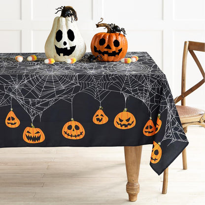 Bnejvif Halloween Tablecloth Rectangle Pumpkin Table Cloth for Dining Table, Waterproof Wrinkle Free,Halloween Decorations for Kitchen, Parties, 60 X 102 Inches