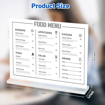 6 Pack Acrylic Sign Holder 11 x 8.5 Horizontal, Double-Sided Clear Sign Holder Plastic Stands for Display, T Shape Acrylic Table Sign Stands for Office Store Restaurants Wedding Party Decoration
