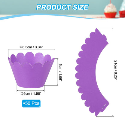 PATIKIL Cupcake Wrappers Paper, 50 Pack Baking Cups Standard Wave Decoration for Anniversary Birthday Weddings Parties, Dark Purple