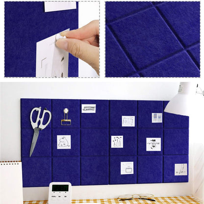 Uoisaiko Large Felt Board Tiles for Wall with 30 Push Pins, 11.8"x11.8" Pack of 6 Pin Board Notice Boards for Home Office Kitchen, Bulletin Board Wall Tiles for Photos Memos (Dark Blue, 6 Pack)