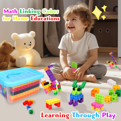 QUYSK 300 Pcs Linking Cubes for Kids - Counting Blocks with Storage Boxes, Connecting Cubes Math Manipulatives for Preschool & Elementary Aged Kids