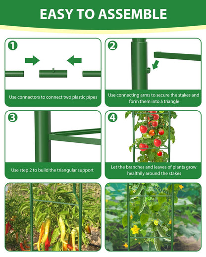MYMULIKE 3 Pack Tomato Cages for Garden, 51in*13in Adjustable Tomatoes Plant Stakes Support Cages Trellis, Garden Trellis for Vegetable Flowers Fruits Climbing Plants- 20 Binding Wires Included
