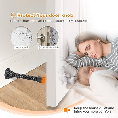 Ravinte Door Stoppers, 30 Pack Black Spring Door Stops with Rubber Bumper, Door Stoppers for Bottom of Door