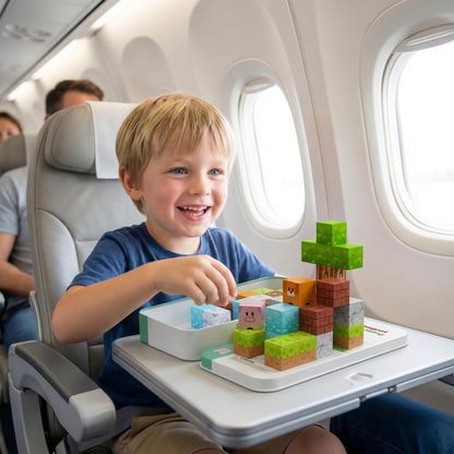 Petenjoy Mini Magnetic Blocks Travel Set with Iron Case - 60 PCS Magnet Building Cubes Travel Toys for Kids 4-8 Toddler Airplane Essentials, Stem Toys Gift for Boys and Girls